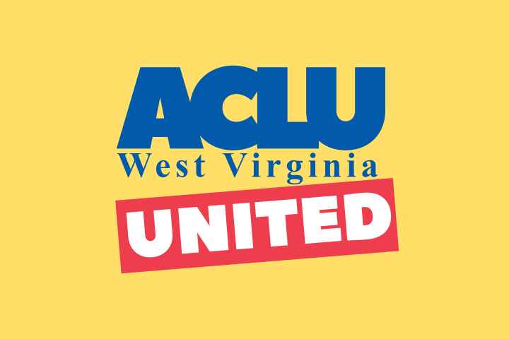 A version of the ACLU West Virginia logo with UNITED overset in red