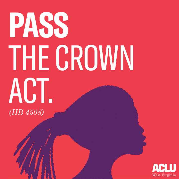 Image shows the silhouette of a woman with braids with text that says "Pass the Crown Act." 
