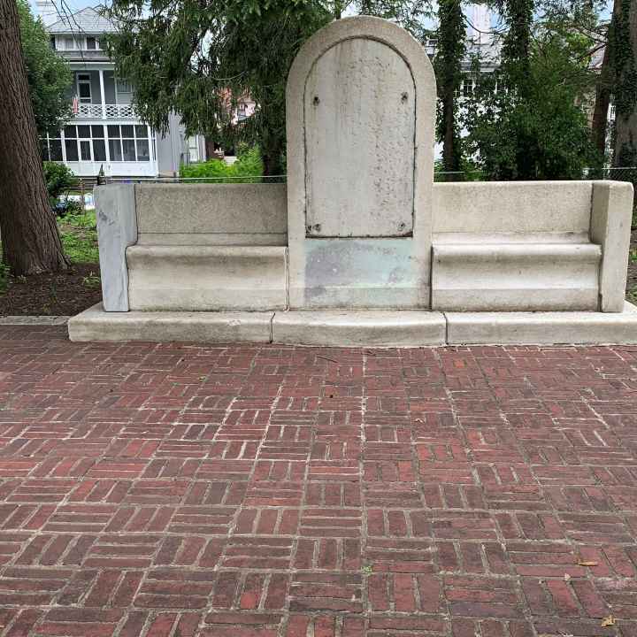 A blank monument is shown after a confederate plaque was removed from its face